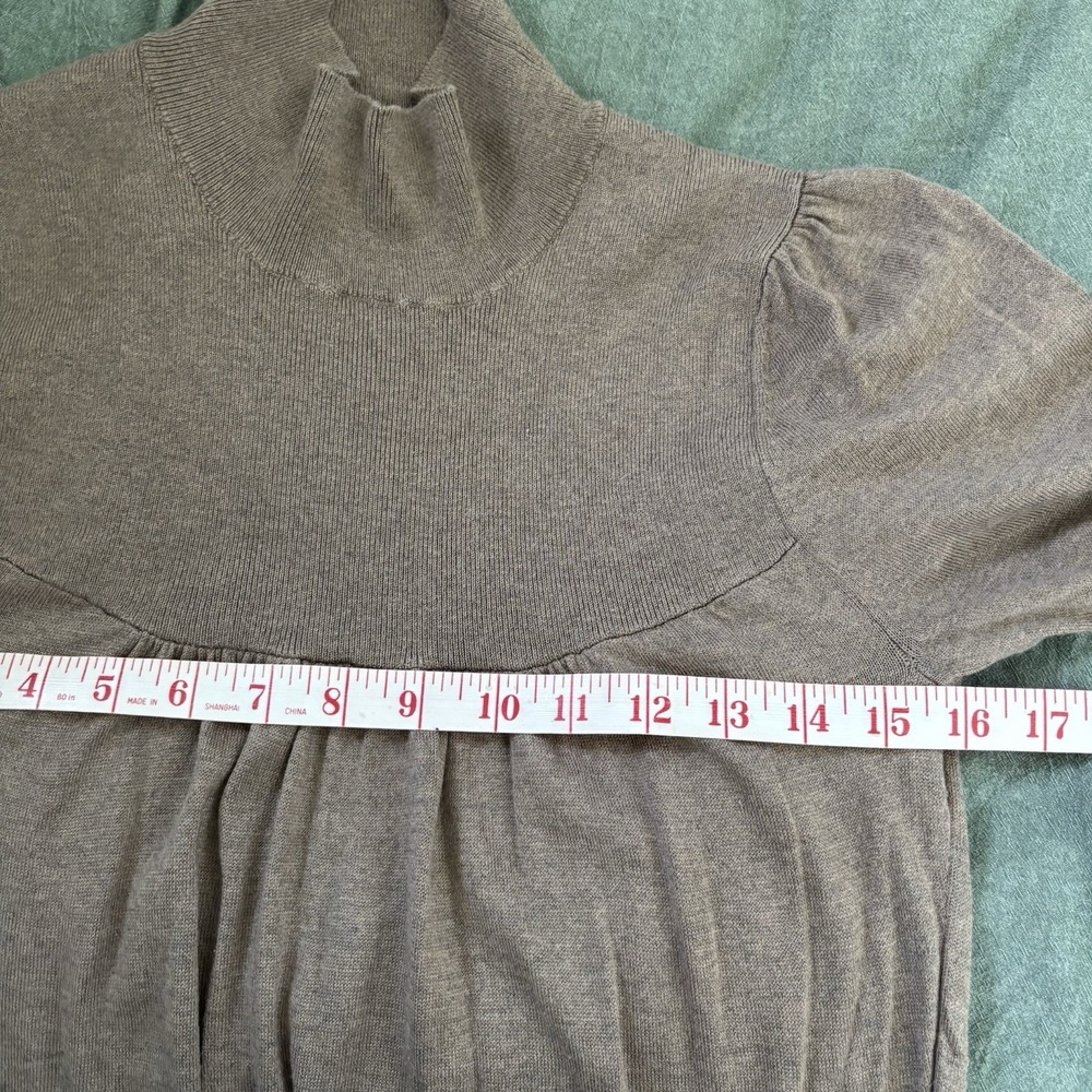 Banana Republic Turtleneck Mockneck Womens M Silk Cotton Knit Beige Tan - Picture 6 of 7